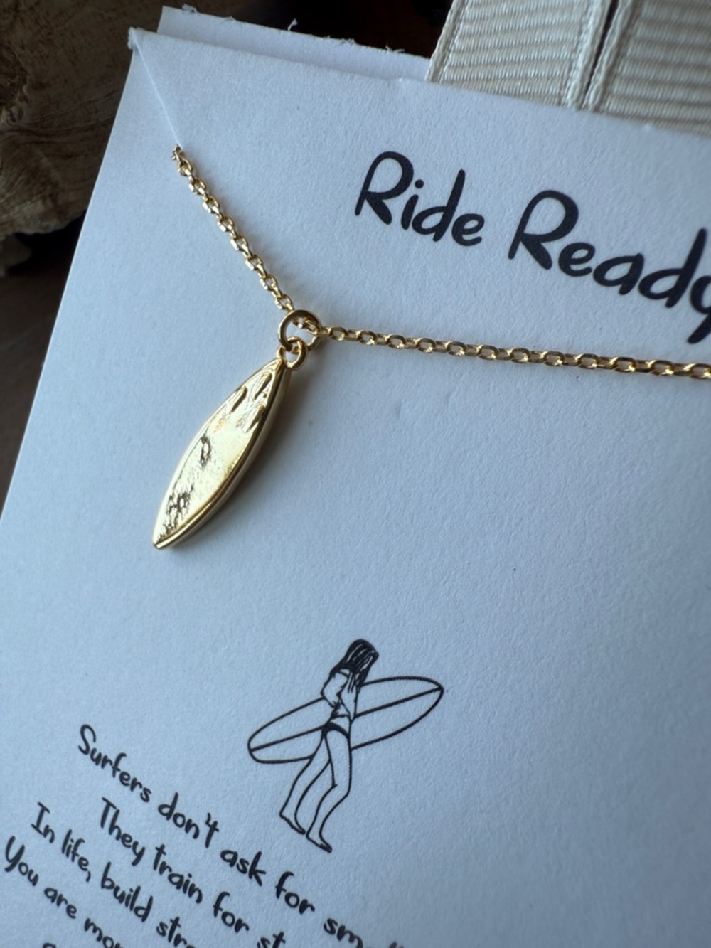 Gold Surfboard Pendant Necklace - Picture 11 of 13